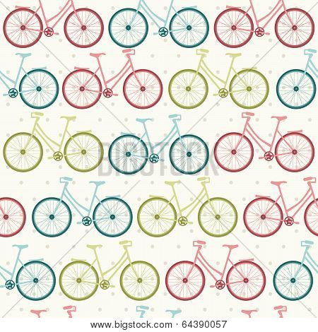 Seamless vector pattern with decorative bicycles