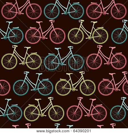Seamless vector pattern with decorative bicycles