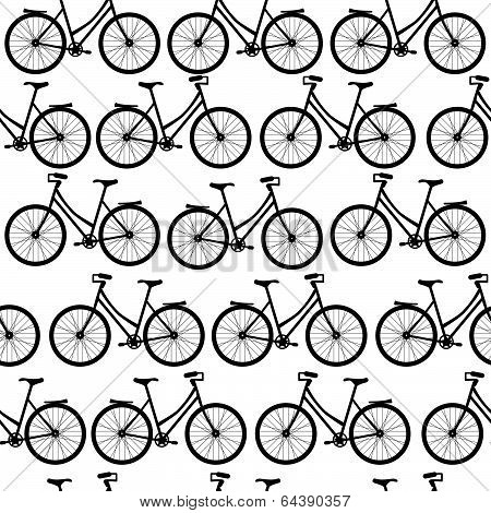 Seamless vector pattern with decorative black bicycles