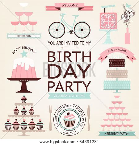 Vector collection of birthday icons