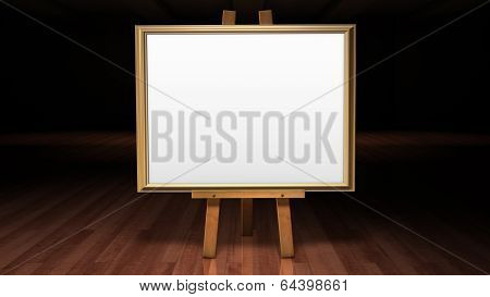 Art Easel  In A Darkened Gallery