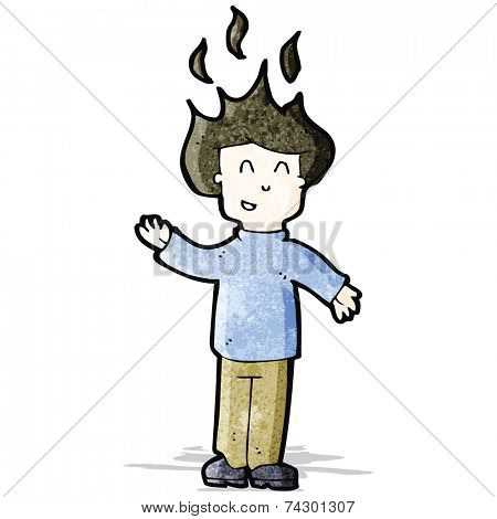 cartoon man with flyaway hair