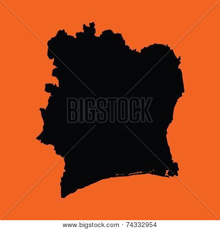 Illustration On An Orange Background Of Cote ;divoire