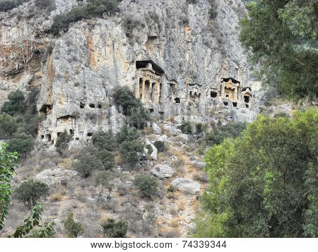 Rock tombs near the ancient city Caunos.