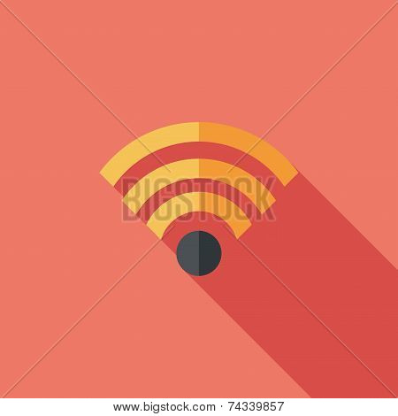 Wireless Wifi Flat Icon With Long Shadow