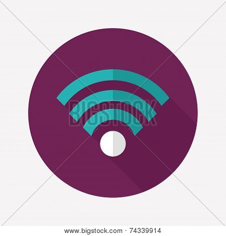 Wireless Wifi Flat Icon With Long Shadow