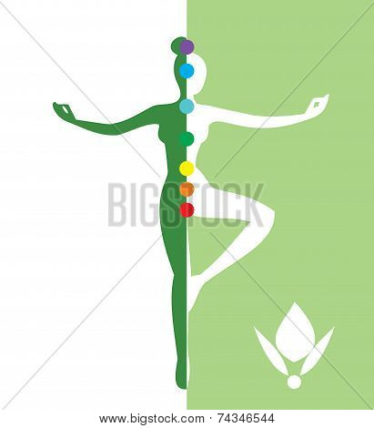 Woman in a balance position - vector illustration