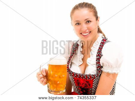 Bavarian girl isolated over white background