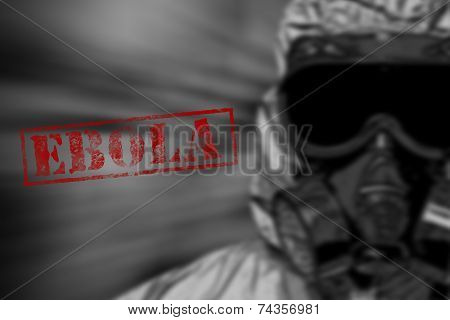 Red Word Ebola On Black And White Background.