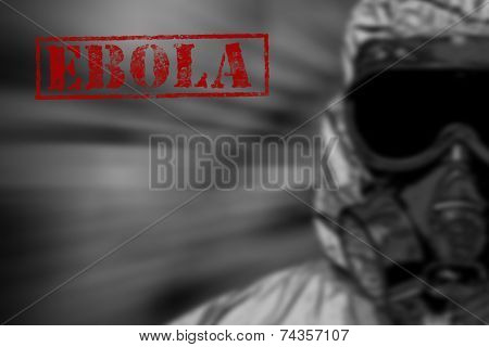 Red Word Ebola On Black And White Background.