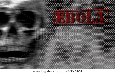 Red Word Ebola On Black And White Background.