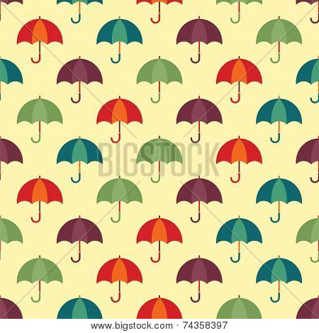 Vintage Seamless Pattern With Colorful Umbrellas