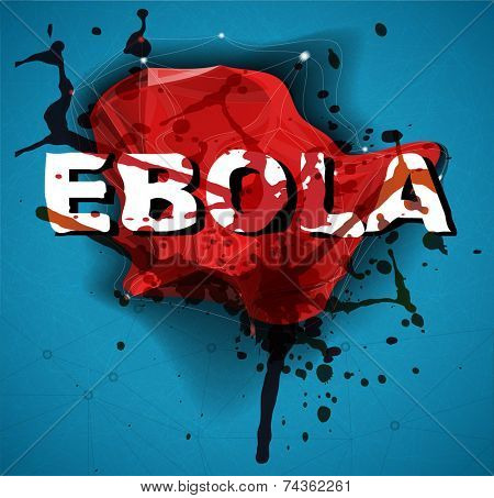 Vector grunge background with the text Ebola 