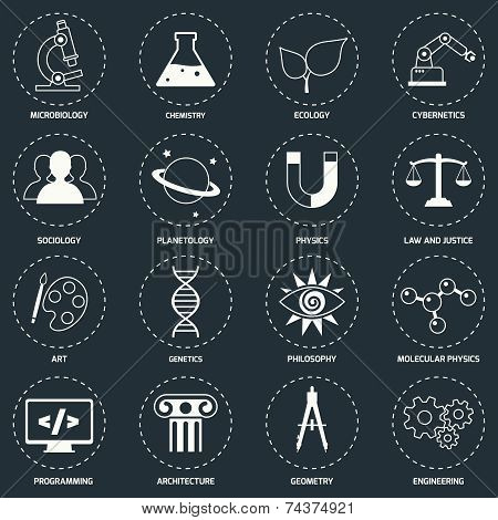 Science areas icons white