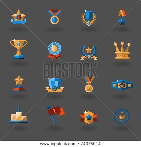 Award flat icons set