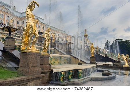 Fountains Grand Cascade In Pertergof, Neighborhood Of Saint-petersburg