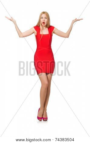 Emotional woman isolated on the white