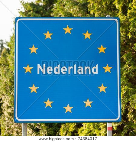 Dutch Road Sign At The Border