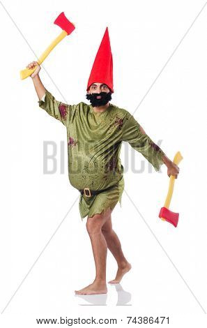Savage man isolated on white