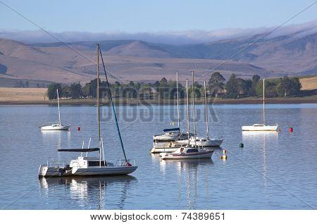 Yachts Moored On The Midmar Dam In The Natal Midlands