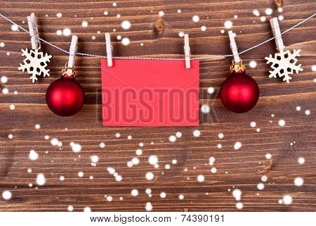 Christmas Decoration With Label With Copy Space On Wood