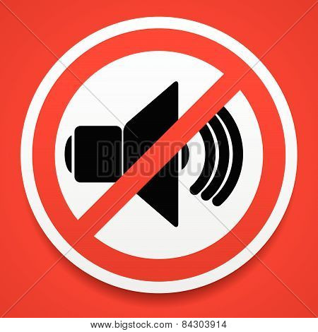 Speaker With Probition Sign. Silence, Mute.
