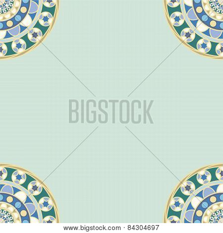 Round Ornament Frame On Green