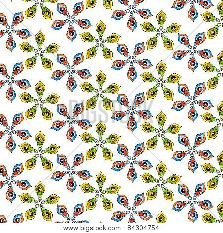 Seamless Flowers Pattern In Yellow, Red And Green