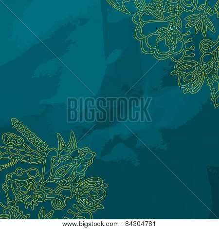 Decorative Ornament Frame On Blue