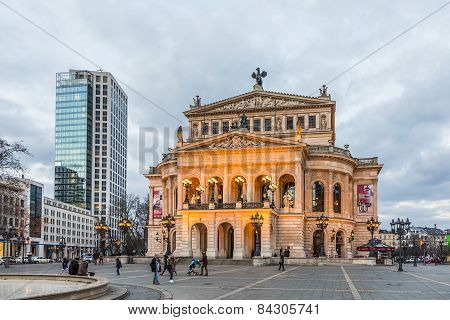 Alte Oper In Frankfurt. Night View.