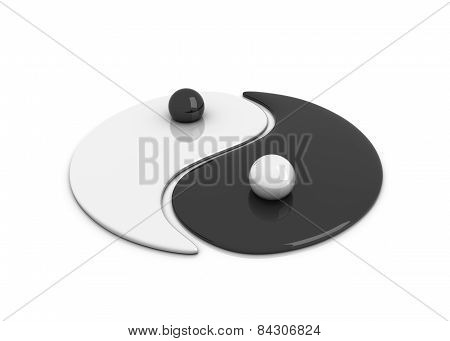 illustration of yin and yang sign, 3d render