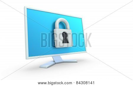 3d render of monitor on white background