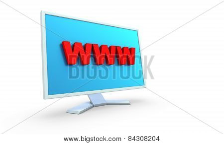 3d render of monitor on white background