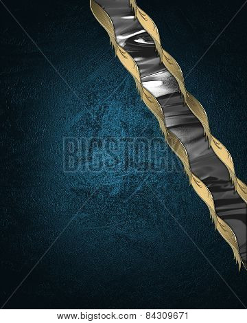 Blue Background With A Metallic Ribbon. Design Template. Design Site