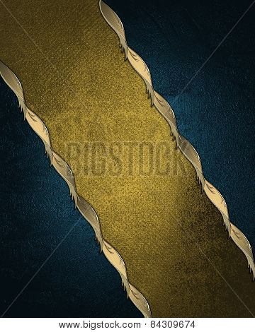 Old Worn Gold Background With A Blue Edge. Design Template. Design Site