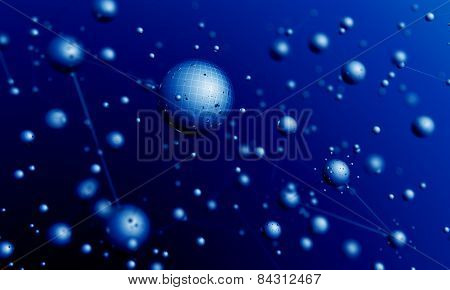 3d render of abstract network on blue background