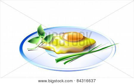Egg On White Plate