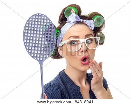 Housewife With Fly Swatter