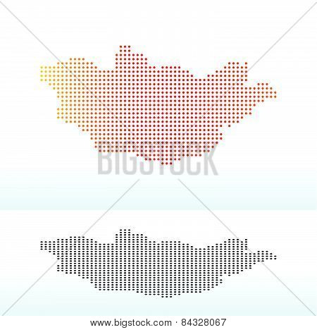 Map Of Mongolia With Dot Pattern