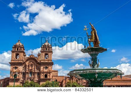 Church And Fountain In Cusco, Peru