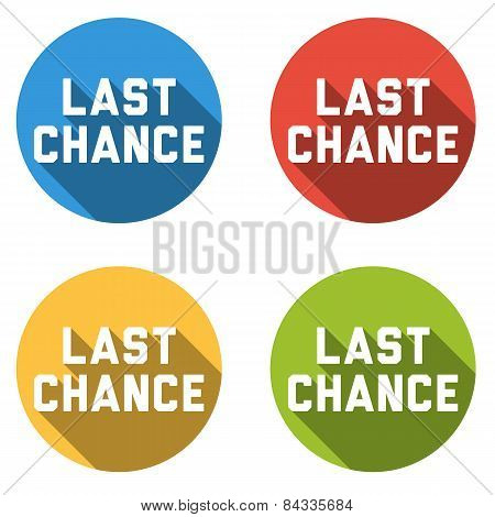Collection Of 4 Isolated Flat Colorful Buttons For Last Chance