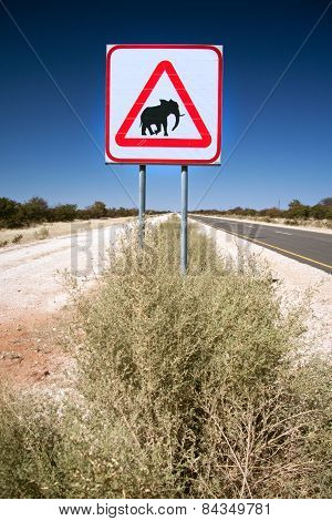 A caution Elephants sign in Damaraland, Namibia
