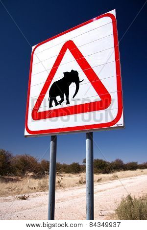 A caution elephants sign beside a road
