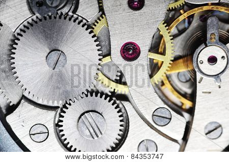 Old Watch Gears Close Up