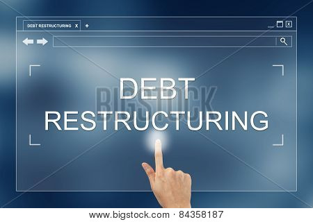 Hand Press On Debt Restructuring Button On Website