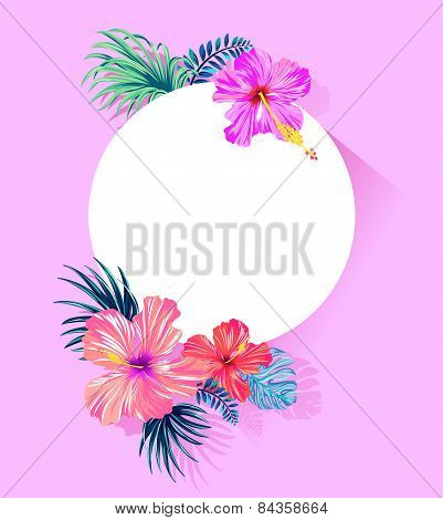 vector tropical card with hibiscus