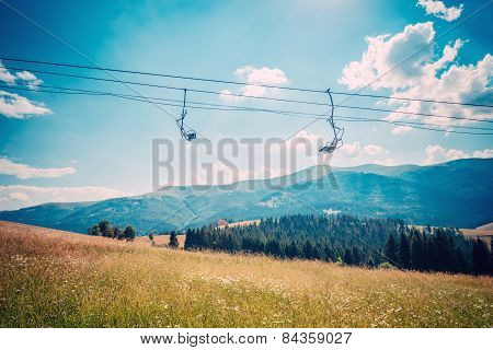 Emtpy chairlift in ski resort