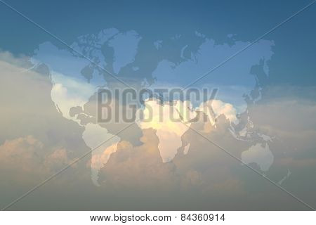 Blue Sky With World Map
