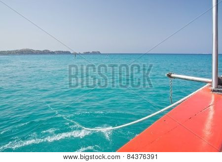Red boat anchor rope