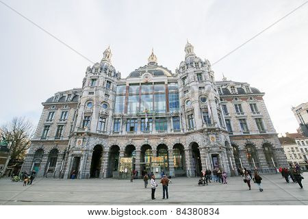Central Railway Station In Antwerp, Belgium